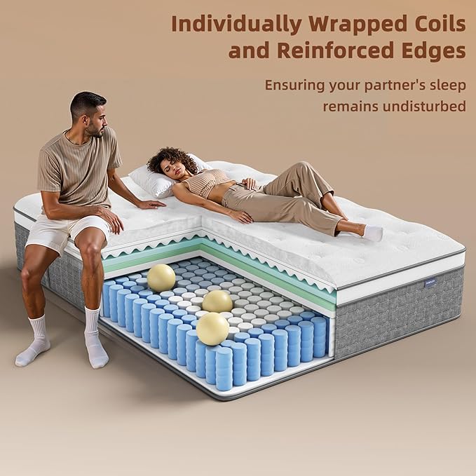 Mattress Full Size, Medium Firm 12 Inch Mattress with Extra Lumbar & Shoulder Support, Hybrid Mattresses with Gel Memory Foam Pain Relief - Fiberglass Free - No Odor - 365 Night Trial