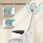 CLATINA Ergonomic High Swivel Executive Chair with Adjustable Height Head 3D Arm Rest Lumbar Support and Upholstered Back for Home Office Studio, Gray Mesh, 2 Pack