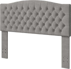 Queen Headboard Only, Upholstered Headboard for Adjustable Bed Velvet Tufted Queen/Full Size Wall Mounted Head Board with Solid Wood Legs Head Board, Gray