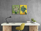 Wieco Art 2 Piece Irises in Vase Floral Canvas Prints Wall Art by Van Gogh Classic Artwork Famous Oil Paintings Reproduction on Canvas for Home Decor Modern Wrapped Flowers Pictures