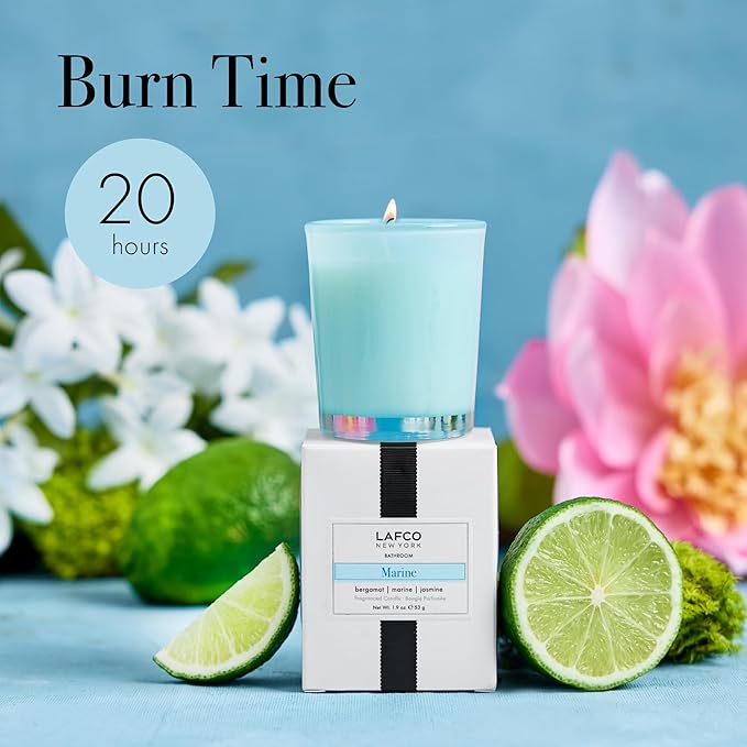 LAFCO New York Votive Candle, Marine - 1.9 oz - 20-Hour Burn Time - Reusable Glass Vessel - Made in The USA