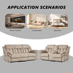 CANMOV Recliner Sofa Set,Manual Recliner Loveseat and 3-Seat Sofa with Overstuffed Armrest for Living Room,Bedroom Furniture,Office,Light Brown,2+3 Seat