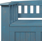 SIMPLIHOME Acadian Entryway Storage Bench - 48 inch Wide Solid Wood Hallway Seat in Distressed Coastal Blue, Transitional Bench for Entryway or Living Room with Lift-Up Lid and Spacious Storage