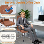 Sidanli Office Desk Chairs with Wheels, Executive Swivel Rolling Faux Leather Computer Chair with Comfortable Lumbar Support for Home Office(High Back, Brown)