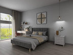 Low Profile Upholstered Platform Bed,Queen Beds with Dark-Grey(Velvet)