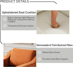 UIXE Swivel Accent Chair, Chenille Fabric Upholstered Arm Chair for Living Room, Modern Club Armchair Comfy Single Sofa Bedroom Reading Seat with Lumbar Pillow - Orange