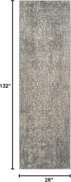 SAFAVIEH Evoke Collection 2'2" x 11' Silver / Ivory EVK256S Oriental Distressed Non-Shedding Living Room Bedroom Runner Rug