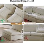Cloud Couch 120" Sectional Couches for Living Room/Modular Convertible U Shaped Sofa Couch with 2 Storage Ottomans,5 Seater Minimalist Wide Deep Seat Sets (Khaki, 5 Seater)
