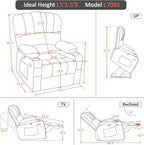 MCombo Power Lift Recliner Chair for Elderly, Lift Chair with Heat and Massage, USB &Type C Ports, Cup Holders, Faux Leather 7095 (Medium, Cream White)