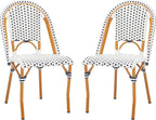 SAFAVIEH Outdoor Collection California Bistro White/Navy Side Chair Set of 2 (Fully Assembled)