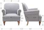 DM-Furnitue Wide Armchair Modern Linen Accent Chair Comfy Reading Chairs Upholstered Lounge Chair Single Sofa Couch for Bedroom/Living Room, Grey