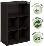 Furinno Cubicle Book Shelf, 5-Cube Bookshelf, Cube Storage Organizer Bookcase with Closed Back, 15.3 x 29.9 x 43.3, for Living Room, Bedroom, Home Office, Dark Oak
