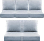 Luxury 6" Outdoor Cushions for Patio Furniture, 24x24x6" Thick Seat Cushion Set of 5, Fade Resistant Couch Chair Replacement Cushions High Density Wicker Chair Cushion w/ Removable Cover Baby Blue
