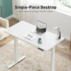 3 Stages Dual Motor Electric Standing Desk with One Piece Desktop, 48 x 24 Inch Adjustable Height Sit to Stand Up Desk for Home Office, Work & Study, Black Frame & White Desktop (2 Packages)