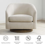 CHITA Swivel Accent Chair, FSC Certified Upholstered Fabric Barrel Chair for Living Room Set of 2, Fully Assembled, Linen