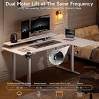 L Shaped Standing Desk, 71x43'' Electric L Stand Up Desk with 2 Adjustable Monitor Shelves, Dual Motor and Memory Controller, Adjustable Height from 28-46'' for Home and Computer Workstation, White