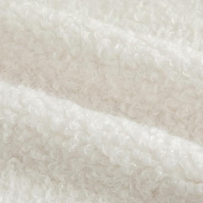 Pack of 2 Curly Teddy Wool Faux Fur Throw Pillow Covers Fuzzy Accent Soft Sherpa Pillowcases Sheepskin Fleece Decorative Cushion Case for Sofa Couch Living Room 16x16 Inch Neutral White