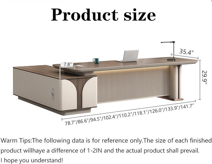 Modern L Shaped Desk, 126.0 inch Large Desk with Storage, Executive Desks for Home Office No Installation Required with Drawers and Lockable