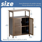 HITNET Walnut Bathroom Floor Cabinet, Bamboo Side Tall Storage Organizer, Freestanding Kitchen Cupboard with Door and Shelf