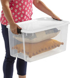 Sterilite 8 Pack Ultra Latching Box, Storage Bins with Lids, Clear Plastic, 70 Quart - Heavy-Duty Organizing Containers for Closet, Bathroom, and Office