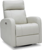 CHITA Genuine Leather Power Swivel Glider Recliner Chair for Adults, FSC Certified Electric Nursery Rocker Recliner Chair for Living Room, Light Grey