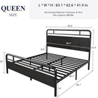 Allewie Queen Size Platform Bed Frame with Wooden Headboard and Footboard, Heavy Duty 13 Metal Slats Support, Under-Bed Storage, No Box Spring Needed, Noise Free, Easy Assembly, Black Oak
