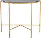 SAFAVIEH Couture Collection Jessa Brass Base & Black Marble Top Half Moon Console Table, Fully Assembled