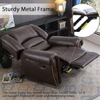 INZOY Leather Recliner Chair, Heavy Duty Manual Reclining Sofa Single Lounge Sofa for Living Room, Home Theater Seating, Brown