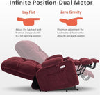 MCombo Dual Motor Power Lift Recliner Chair for Elderly, Lay Flat Lift Chair with Heat and Massage, Extra Wide Lift Recliner for Big People, Cup Holders, Fabric R7897 (Burgundy, Medium-Wide)
