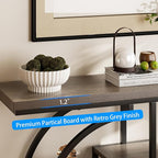 GiftGo Narrow Console Table for Entryway Industrial 4-Tier Sofa Table Behind Couch with Circle Base Rustic Wooden Accent Tables with Storage Shelves for Living Room, Hallway, Foyer (Grey)