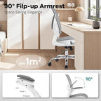 Office Chair Mesh Seat,Ergonomic Mesh Desk Chair with Adjustable Lumbar Support,Computer Chair with Flip-up Armrests, Rolling Executive Chairs, Home Office Chair(Grey)
