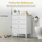 White Fluted 4 Drawer Dresser Set of 2 for Bedroom, Modern Chest of Drawers, Wood Dresser for Storage Clothes, Wooden Storage Cabinet Nightstand for Bedroom, Hallway, Living Room, Entryway