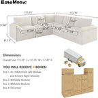EASE MOOSE Oversized Cloud Couch Sectional Sofa, L-Shaped Modular Couch for Living Room, Minimalist Boneless Convertible Couches, 5-Seat Deep Sofas for Bedroom, Chenille (White)