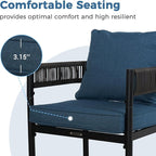 Grand patio 5-Piece Outdoor Dining Set for 4 with 1 Rectangle Expandable Table for 4-6 Person, Metal Woven Wicker Fixed Patio Chairs with Thickened Cushions for Yard, Poolside (Brown)