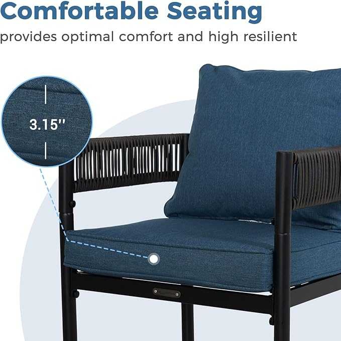 Grand patio 7-Piece Outdoor Dining Set for 6 with 1 Rectangle Expandable Table for 4-6 Person, Metal Woven Wicker Fixed Patio Chairs with Thickened Cushions for Yard, Poolside, Deck (Brown)