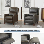 Pushback Recliner Chair, PU Leather Push Back Armchair, Upholstered Recliner Chair 105-135 Degree Adjustable, Retro Accent Chair for Living Room Bedroom - Brown
