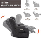Electric Power Lift Chair, Chenille Recliner Massage Chair Living Room Furniture with 8-Point Vibration Massage and Lumbar Heating, USB and Type-C Ports, Cup Holders - Grey
