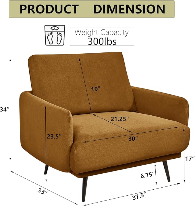 Oversized Accent Chair for Living Room Chairs Reading Arm Chair Comfy Modern Single Sofa Side Chairs with Metal Legs & Soft Cushion for Bedroom, Waiting Room (Velvet Brownish, Set of 2)