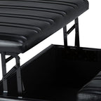 SIMPLIHOME Ellis 36 inch Wide Contemporary Square Coffee Table Storage Ottoman in Midnight Black Vegan Faux Leather, Assembled, For the Living Room and Bedroom
