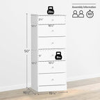 Prepac Astrid Simplistic 6-Drawer Tall Dresser for Bedroom, Functional Chest of Drawers with Acrylic Knobs, 16.5"D x 19.75"W x 50"H, Crystal White