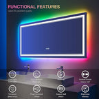 48 x 36 Inch RGB LED Mirror for Bathroom, RGB Backlit and Front Lighted Bathroom Mirror, Large Dimmable Vanity Mirror with Lights,Anti-Fog, Memory,ETL Listed, Wall Mounted