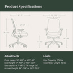 Branch Ergonomic Chair Pro - Mesh Office Chair with 14 Points of Adjustment - Height, Depth & Tilt Adjustable - 5D Armrests - Forward Tilt, Smooth Recline, and Lumbar Support - Mineral