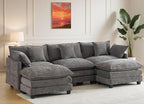 111.4" Cloud Chenille Sectional Sofa 3+2｜Modular 5-Seat Couch with Connector｜FSC Solid Wood Frame｜29.1" Deep Seat｜1YR Comfort Guarantee