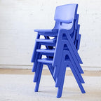 ECR4Kids 14in Plastic School Stack Chair, Classroom Furniture, Blue, 4-Pack