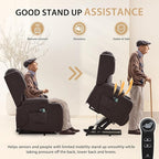 Power Lift Chair Recliner with Heat and Massage,Single Sofa Chair Recliner for Elderly,Electric Recliners Comfortable Lift Chairs for Living Room with Remote/Storage/Cup Holders/USB Port (Brown)
