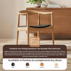 Tomile Upholstered Dining Chair Kennedy Armchair, Mid Century Modern Kitchen & Dining Chairs with PU Leather Cushion Seat, Hans Wegner Elbow Chair for Living Room Bedroom Office (Natural Wood Color)