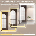 40" x 36" Led Bathroom Mirror with Lights, Anti-Fog & Tri-Color Lighting - Wall Mounted Shaving Mirror with Touch Sensor, Waterproof & Smart LED Vanity Mirror,Tempered Glass, Dimmable Smart Mirror