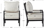 DUHOME Linen Fabric Spindle Accent Chairs Set of 2,Bobbin Chair with High Resilience Spring Cushion and Armrest Pads, Leisure Armchair for Living Room Bedroom Farmhouse Home Office Belcony