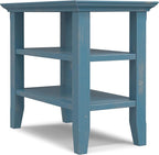 SIMPLIHOME Acadian 14-inch Wide Solid Wood Narrow End Table in Distressed Coastal Blue, Transitional-Style Side Table for Living Room, Bedroom, or Family Room with 2 Open Shelves