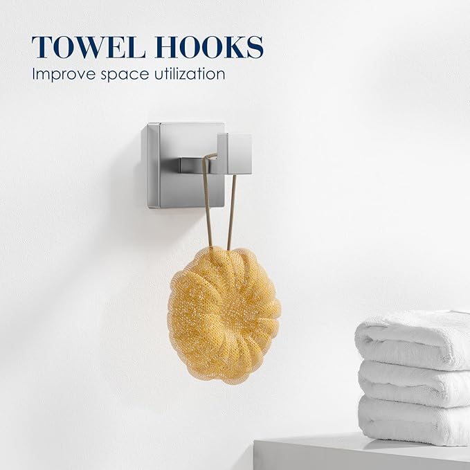 10-Pieces Bathroom Accessories, SUS304 Brushed Bathroom Accessory Set, Nickel Towel Racks for Bathrooml, Stainless Steel, Wall Mounted Towel Rack&Toilet Paper Holder&Towel Ring and Towel Hook